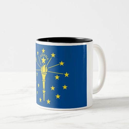 Indiana State Flag Two-Tone Coffee Mok (Voorkant rechts)