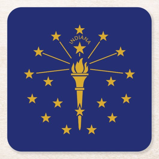 Indiana State Flag Vierkante Kartonnen Onderzetter (Voorkant)