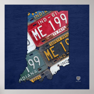 Indiana State License Bord Map Poster