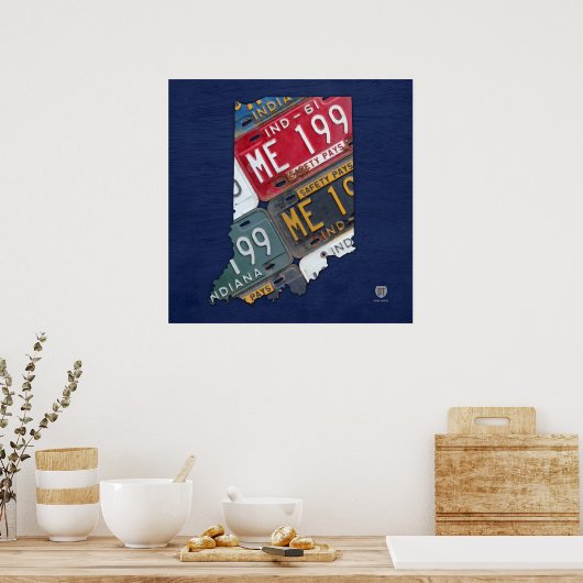 Indiana State License Bord Map Poster (Keuken)