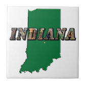 Indiana State Map Afbeelding Tekst Tegeltje (Voorkant)