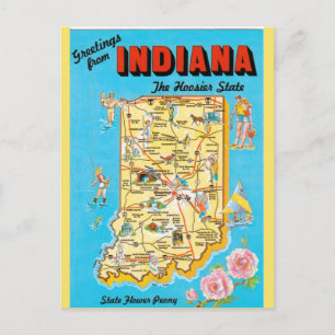 Indiana State Map Briefkaart