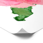 Indiana State Shape Hoosiers Cardinal Peonies  Poster (Hoek)