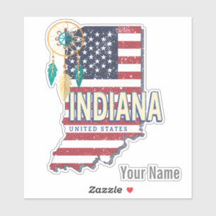 Indiana State United States Retro Map USA Sticker
