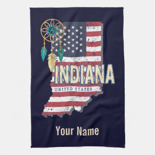 Indiana State United States Retro Map USA Theedoek