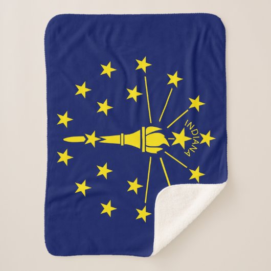 Indiana State Vlag Print Patriottisch Sherpa Deken (Voorkant)