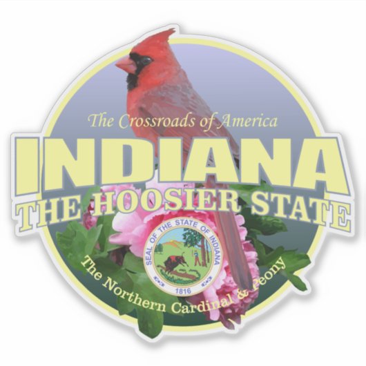 Indiana State Vogel & Bloem Sticker (Voorkant)