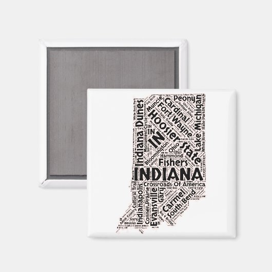 Indiana State Word Cloud Magneet (Voorkant / Achterkant)