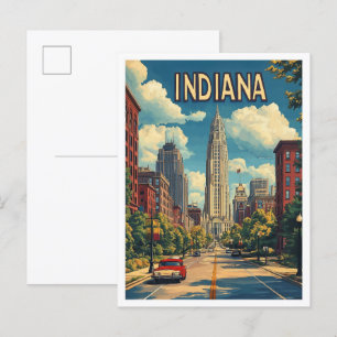 Indiana USA Art Vintage Illustratie Reizen Briefkaart