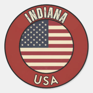 Indiana Verenigde Staten van Amerika Ronde Sticker