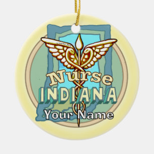 Indiana Verpleegster Caduceus Keramisch Ornament