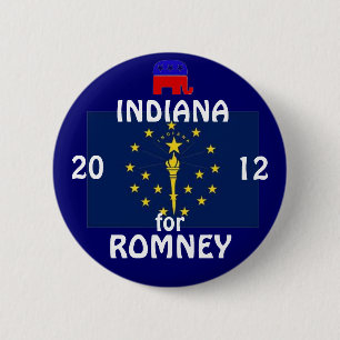 Indiana voor Romney 2012 Ronde Button 5,7 Cm