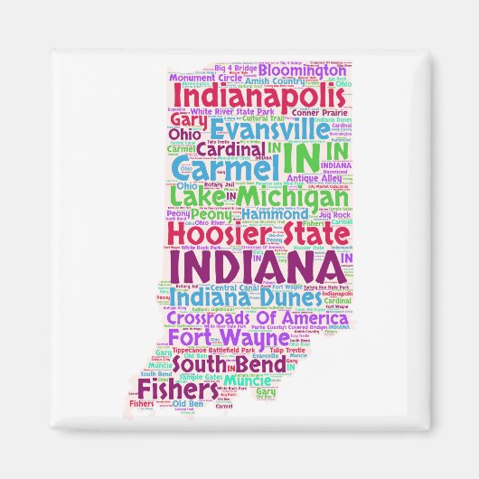 Indiana Word Cloud Magneet (Voorkant)