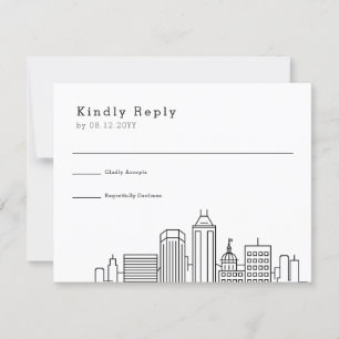 Indianapolis bruiloft   Gestileerde Skyline RSVP Kaartje