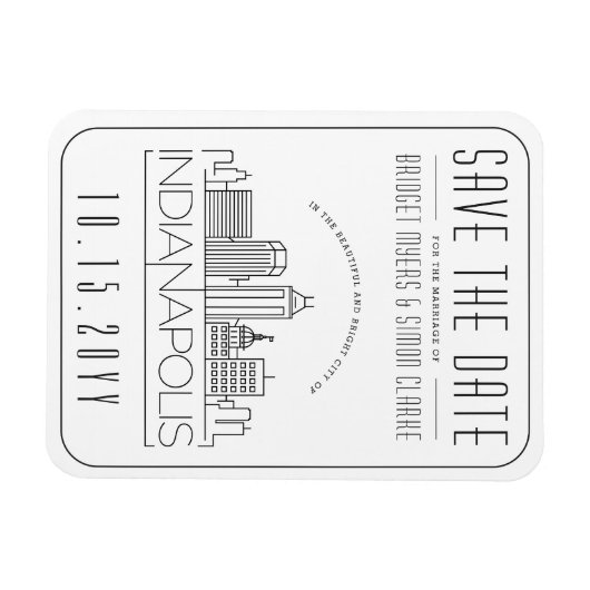 Indianapolis bruiloft gestileerde stad Opslaan dat Magneet (Horizontaal)