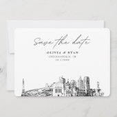 Indianapolis Bruiloft Modern Save the Date Kaart (Voorkant)