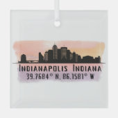 Indianapolis in City Skyline Glass Ornament (Voorkant)