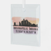 Indianapolis IN City Skyline Ornement en verre (Avant gauche)