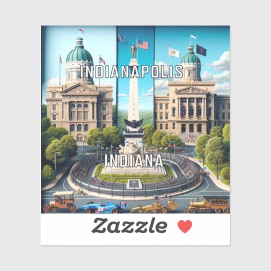 Indianapolis Indiana 3 inch Vinyl Sticker (Vel)