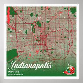 Indianapolis - Indiana kerstkleurenkaart Poster