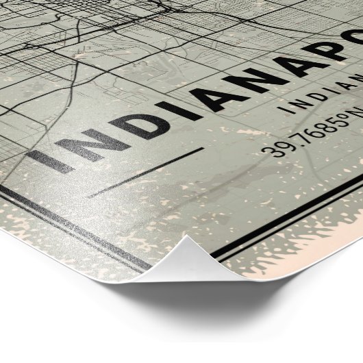 Indianapolis indiana map print poster canvas (Hoek)