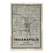 Indianapolis indiana map print poster canvas (Voorkant)