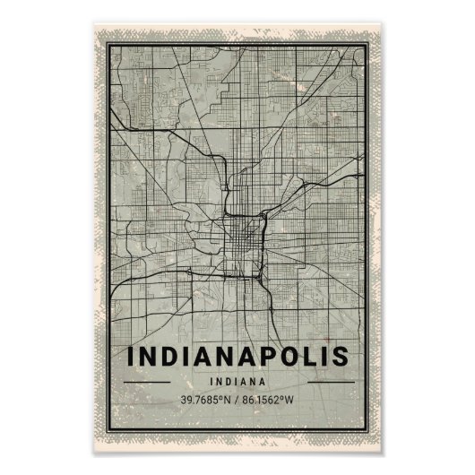 Indianapolis indiana map print poster canvas (Devant)