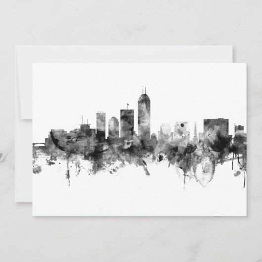 Indianapolis Indiana Skyline Black White Kaart (Voorkant)