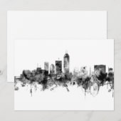 Indianapolis Indiana Skyline Black White Kaart (Voorkant / Achterkant)
