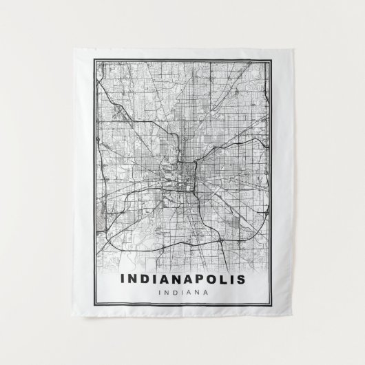 Indianapolis-kaart Wandkleed (Voorkant)