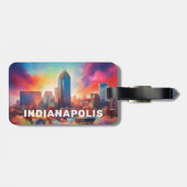 Indianapolis Skyline Abstracte kunst Bagagelabel (Achterkant horizontaal)