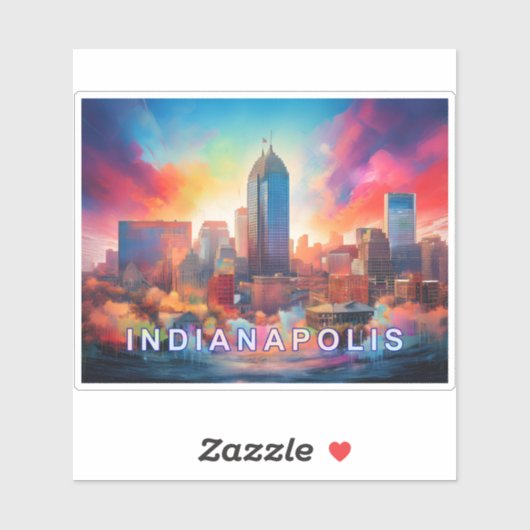 Indianapolis Skyline Abstracte kunst Sticker (Vel)