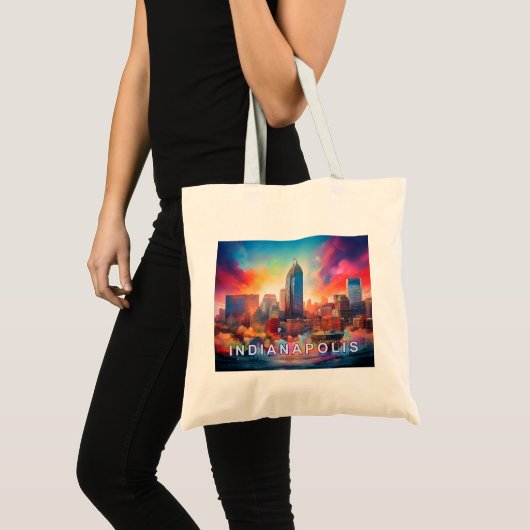 Indianapolis Skyline Abstracte kunst Tote Bag (Voorkant (product))