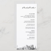 Indianapolis Skyline Menu du dîner Mariage moderne (Devant / Derrière)