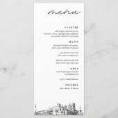 Indianapolis Skyline Menu du dîner Mariage moderne (Devant)