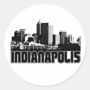 Indianapolis Skyline Ronde Sticker