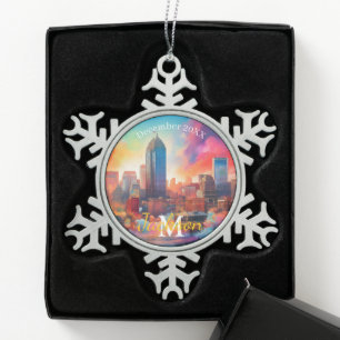 Indianapolis Snowflake Pewter Kerstversiering Tin Sneeuwvlok Ornament