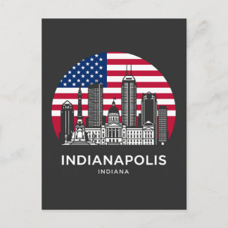 Indianapolis Stad Indiana Amerikaanse Vlag Briefkaart