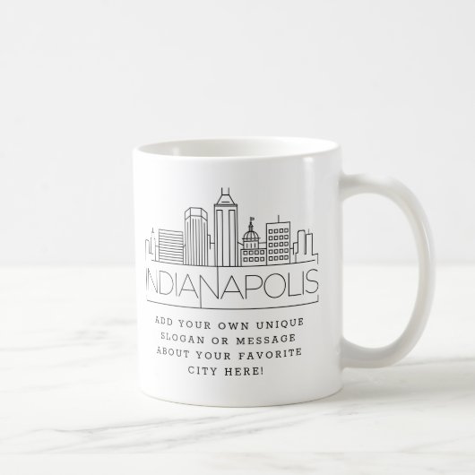 Indianapolis Stylized Skyline | Aangepaste slogan Koffiemok (Rechts)