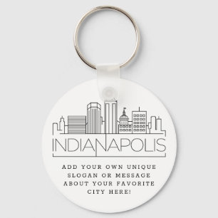 Indianapolis Stylized Skyline   Aangepaste slogan Sleutelhanger
