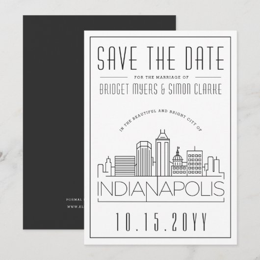 Indianapolis Wedding Skyline Save the Date Kaart (Voorkant / Achterkant)