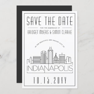 Indianapolis Wedding Skyline Save the Date Kaart