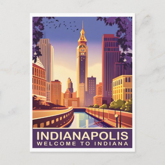 Indianapolis, White River en Canal, Reizen Briefkaart (Voorkant)