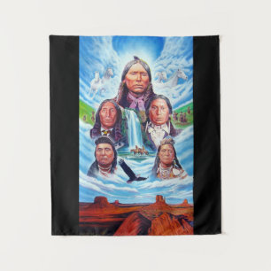 Indianen Beroemde Indiase chefs schilderen Wandkleed