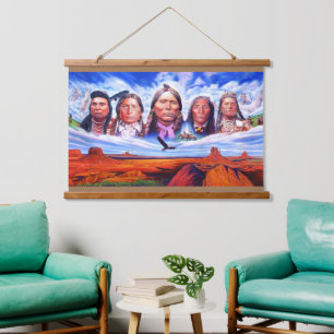 Indianen Beroemde Indiase Chiefs Art Painting Hangend Wandkleed