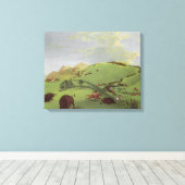 Indianen, Buffalo Chase door Catlin Canvas Afdruk (Insitu (Houten vloer))