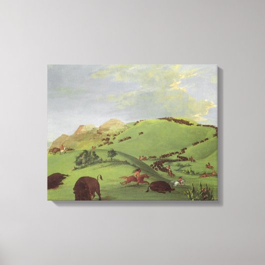 Indianen, Buffalo Chase door Catlin Canvas Afdruk (Voorkant)