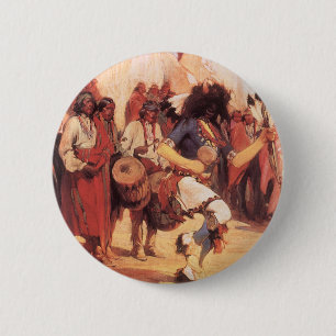  Indianen, Buffalo Dance van Cassidy Ronde Button 5,7 Cm