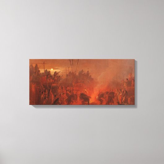 Indianen, Buffalo Dance van Wimar Canvas Afdruk (Voorkant)