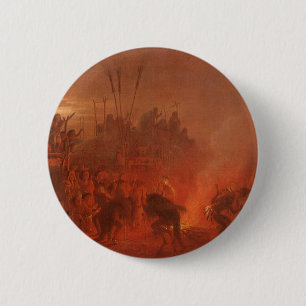 Indianen, Buffalo Dance van Wimar Ronde Button 5,7 Cm
